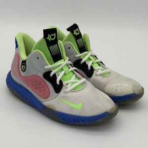 Nike KD Trey 5 VII Kids Basketball Shoes Grey Blue Lime Green AT5685-134 5.5Y
